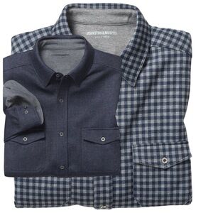 2-intem bundle .Johnston & Murphy Blue Checkered Men's Shirt